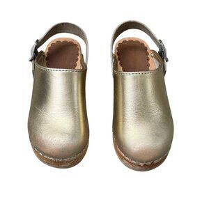 Hanna Andersson Metallic Gold Leather Clogs - Kids